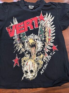 IRO Black Graphic Eagle Tee with Red Stars and Yellow Beak